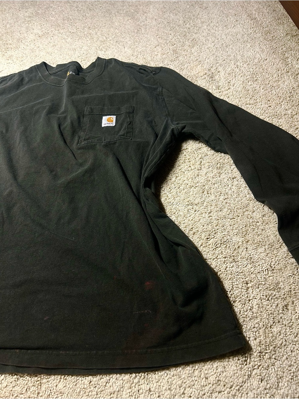 Carhartt K126 Black Original Fit Distressed Long Sleeve Pocket Tee 2XL